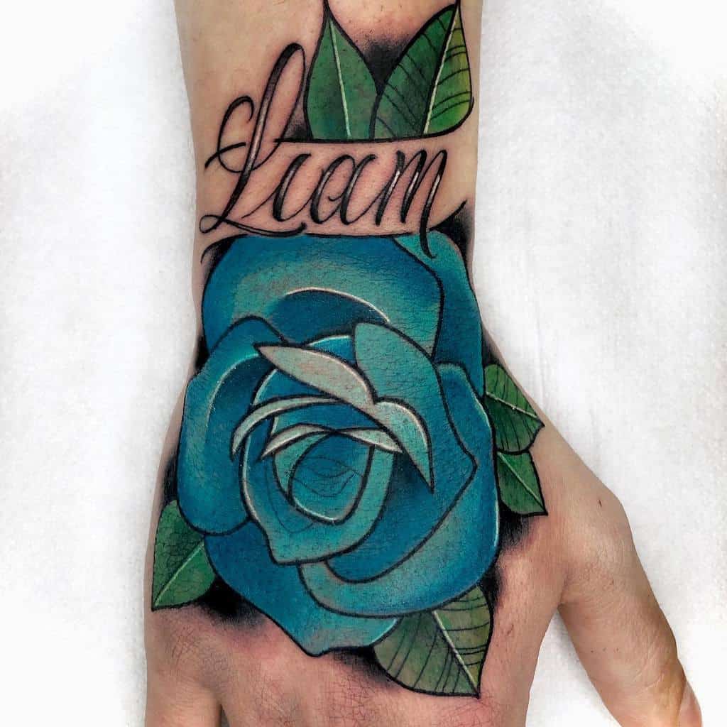 hand blue rose tattoos porcalocatattoo