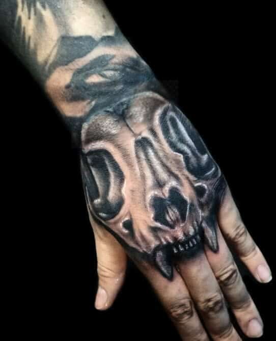 hand cat skull tattoo luisfernandolopeztattoo