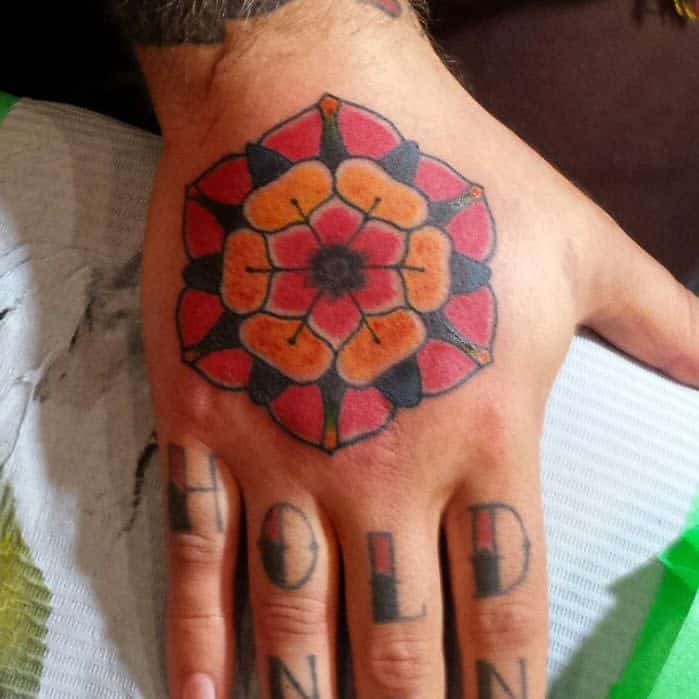 hand geometric flower tattoo 2 tattoomorgan