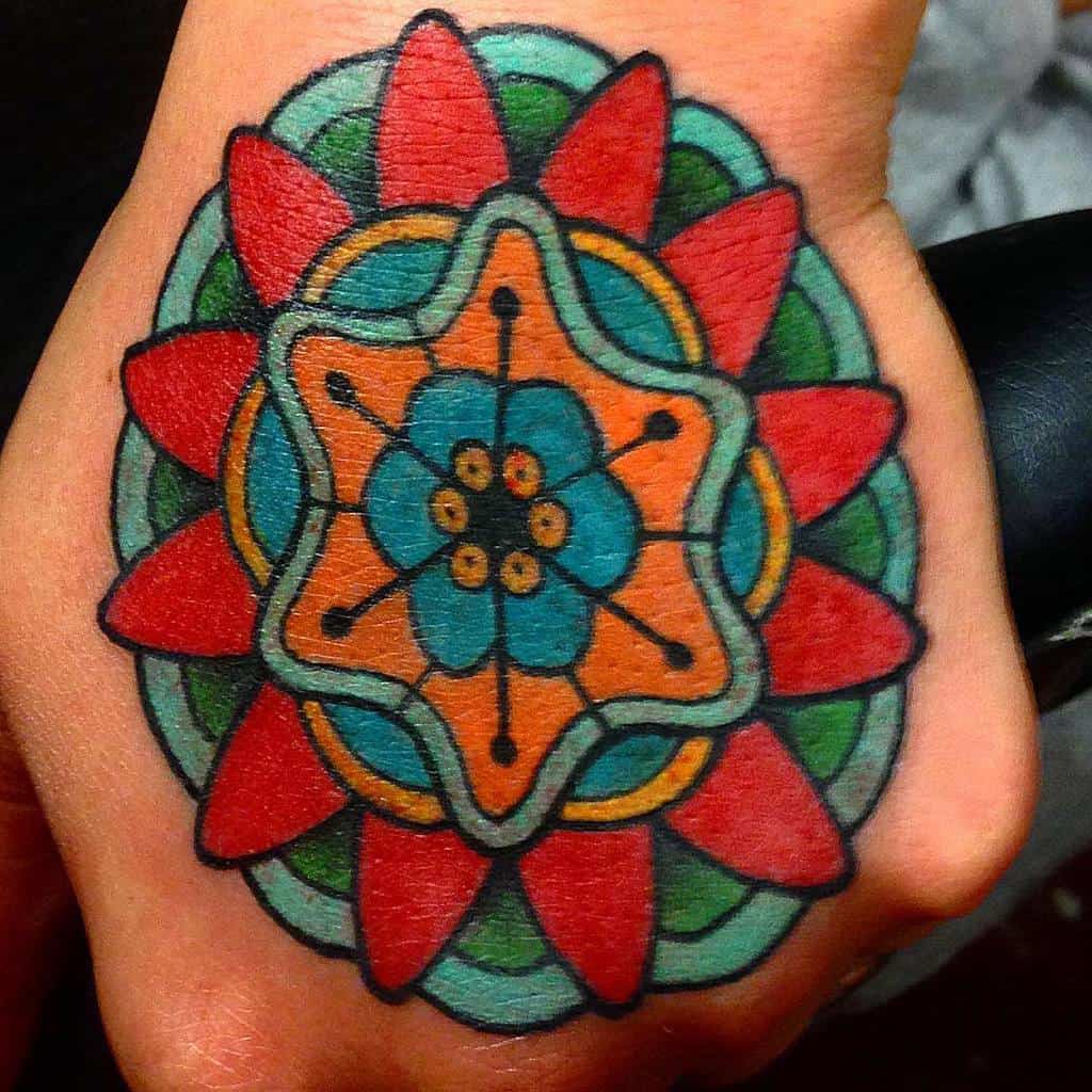 hand geometric flower tattoo liljohnnytharp