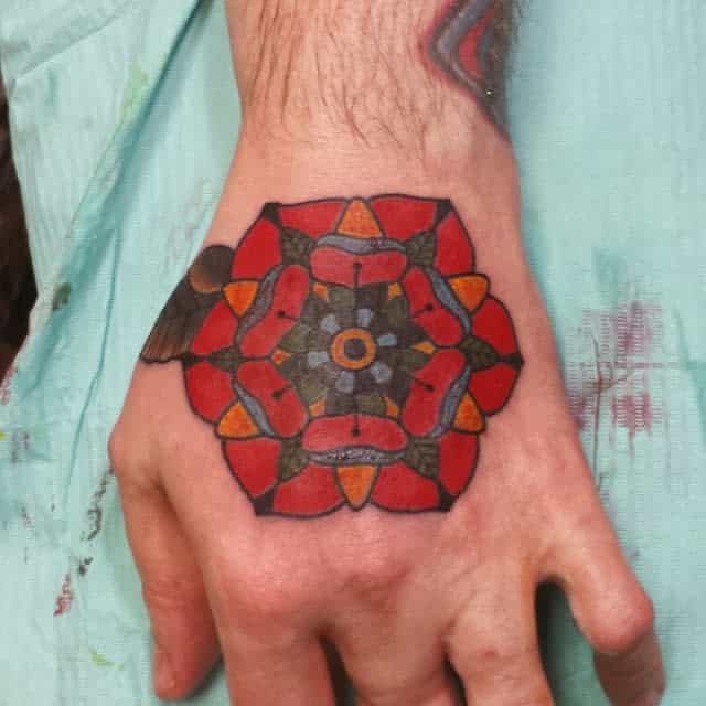 hand geometric flower tattoo tattoomorgan