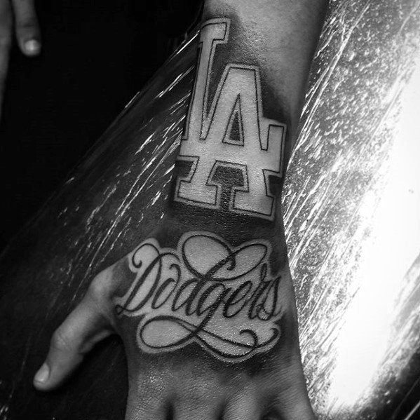 Hand La Distinctive Male Dodgers Tattoo Designs