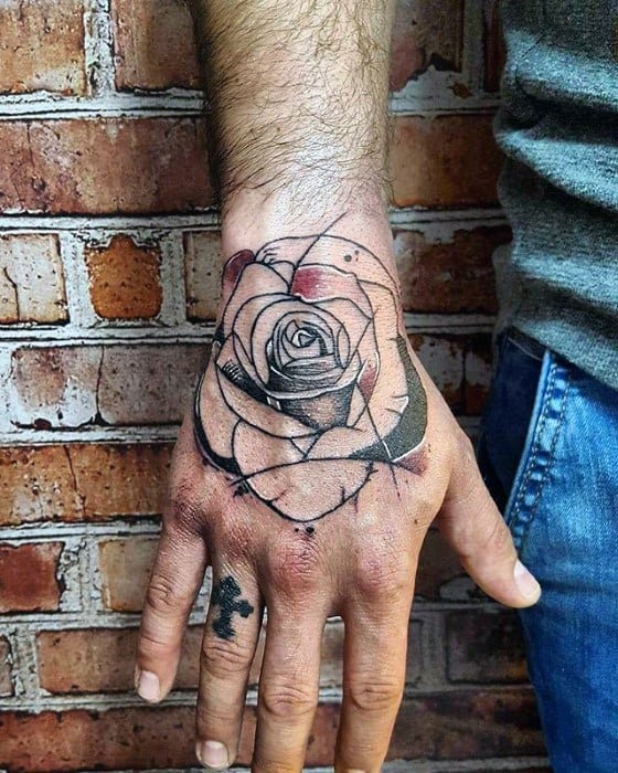 Hand Mens Watercolor Rose Flower Unique Tattoo Ideas