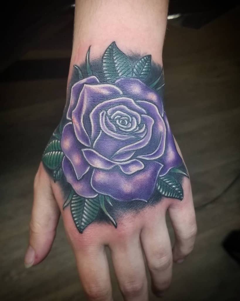 hand purple rose tattoos inkshedtattoo