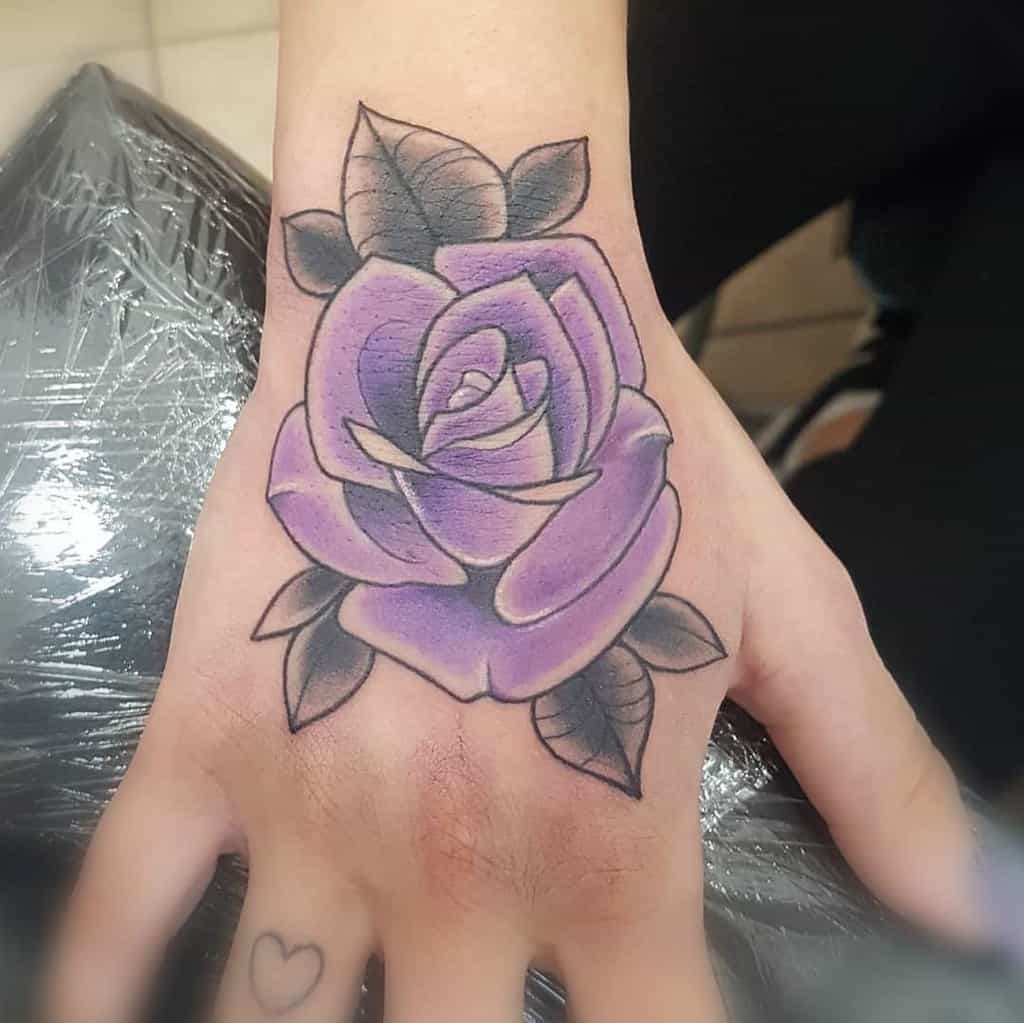 hand purple rose tattoos velvettattooshop
