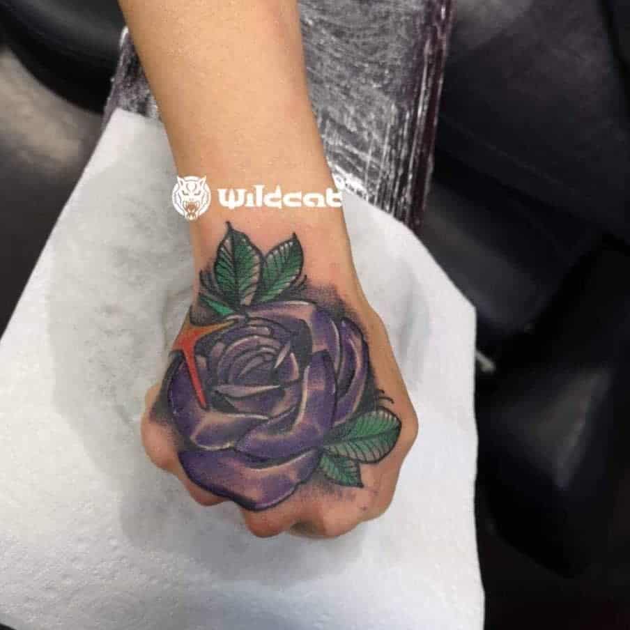 hand purple rose tattoos wildcatinknorth