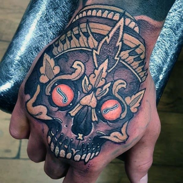 Hand Tibetan Skull Male Tattoos