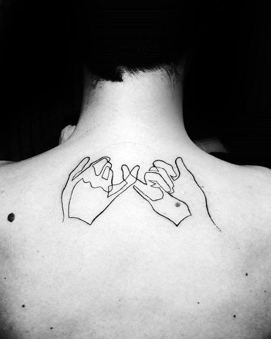 Hands Outline Awesome Simple Mens Upper Back Tattoos