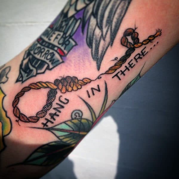 Hang In There Rope Message Male Forearms