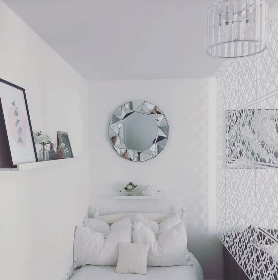 elegant bedroom with white room divider 