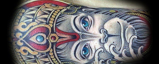 Narasimha chest piece in color by Jose Gonzalez: TattooNOW