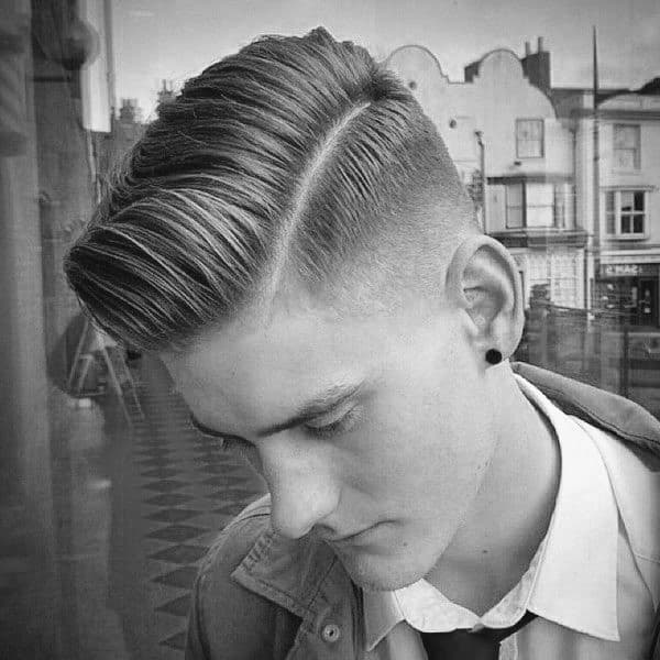 Hard Part Mens Hair With Low Fade