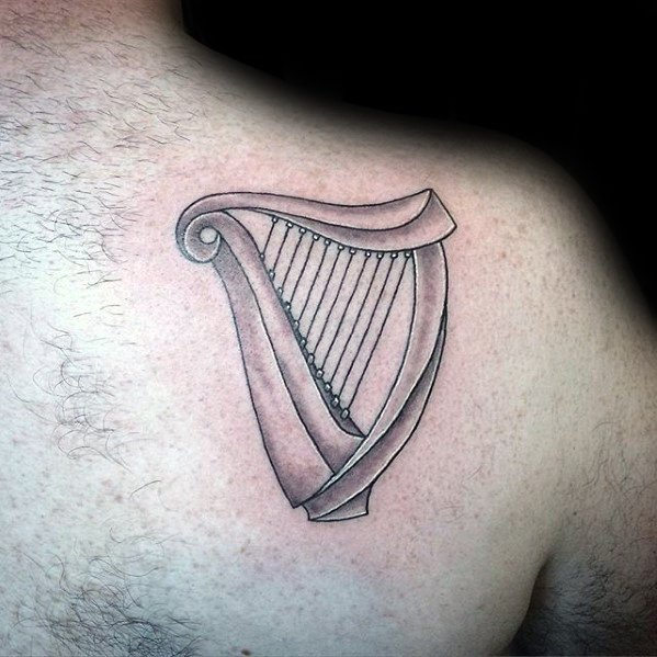Harp Guys Tattoo Ideas Retro Upper Shoulder