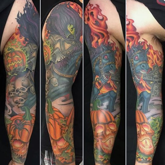 Headless Horseman tattoo designed and applied by Chuck Jones at Red Dagger  in downtown Houston TX  rtattoos