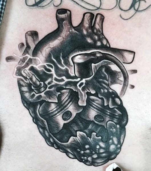Heart Gas Engine Piston Male Tattoo Designs