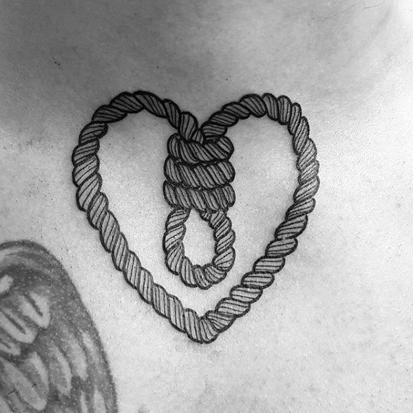 Heart Knot Mens Rope Chest Tattoos