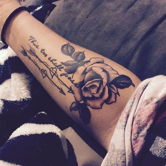 Heart Rose This Too Shall Pass Tattoo