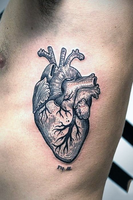 Ripped anatomical black heart tattoo idea | TattoosAI