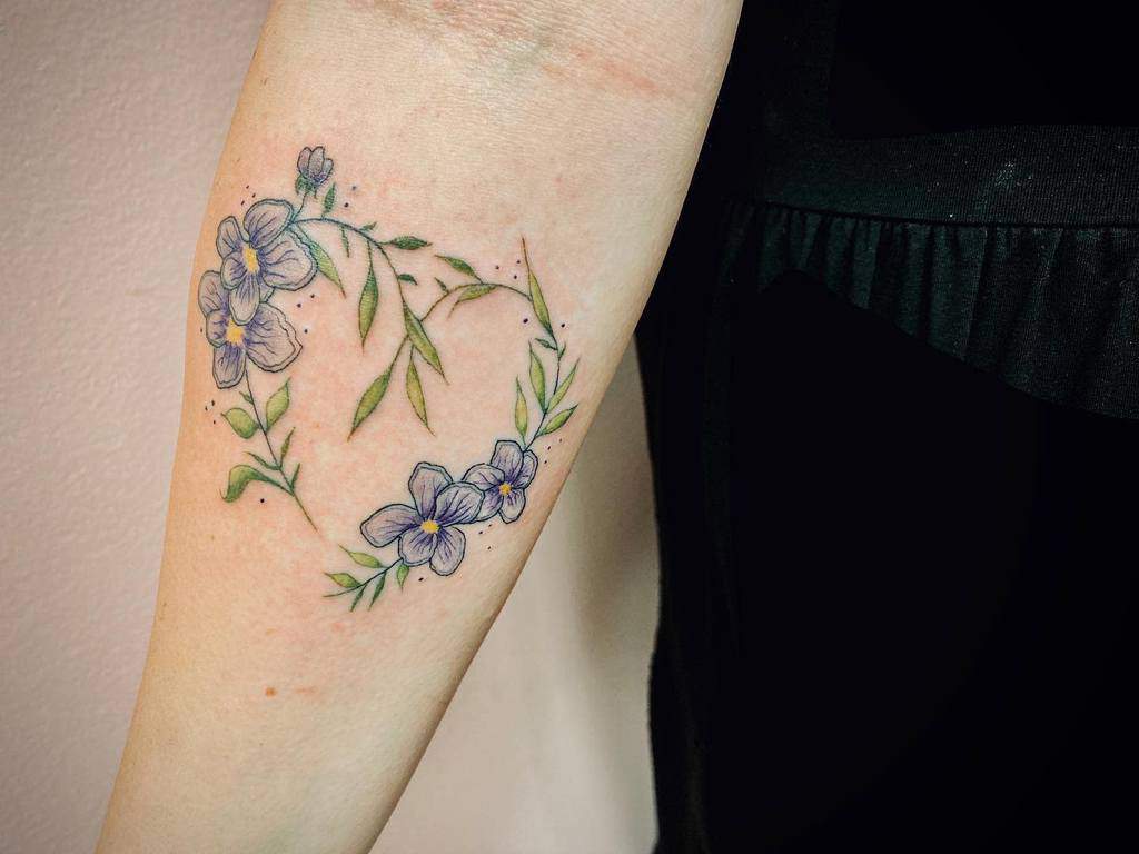 Tattoo tagged with flower tatuaje micro tatuajes soltattoo violet  green illustrative ankle nature  inkedappcom
