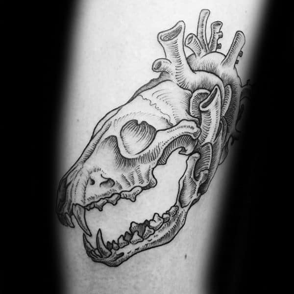 Heart Wolf Skull Mens Arm Tattoos