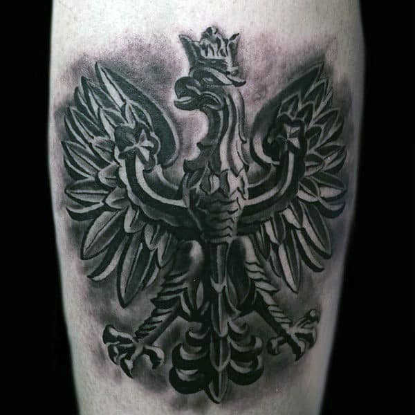 Heavily Shaded Mens Polish Eagle Arm Tattoo Designs