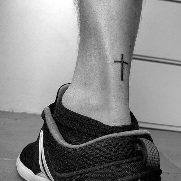 Heel Simple Cross Male Tattoos