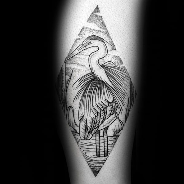 Heron Bird Tattoos Men On Inner Forearm