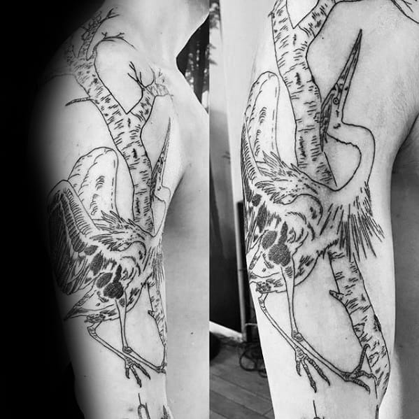 Heron Tattoo Designs For Males On Arm