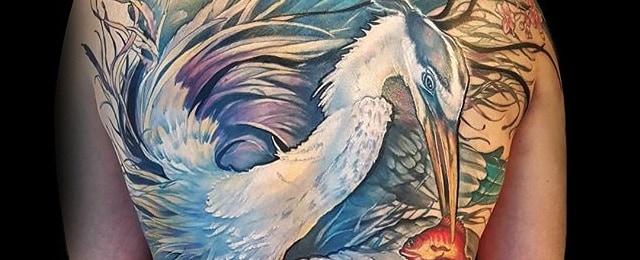 70 Heron Tattoo Designs For Men – Coastal Bird Ink Ideas