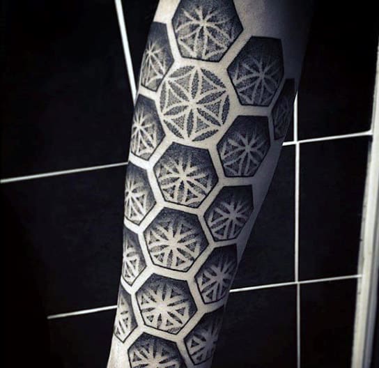 Hexagon Flower Of Life Mens Forearm Tattoos