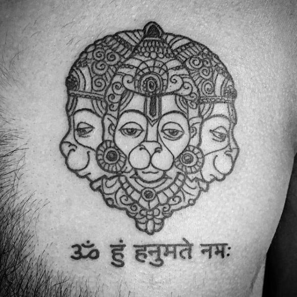Hinduism Upper Chest Hanuman Male Tattoos