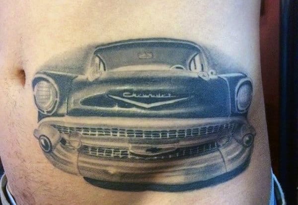 Historical Automobile Car Tattoo For Men On Ribs