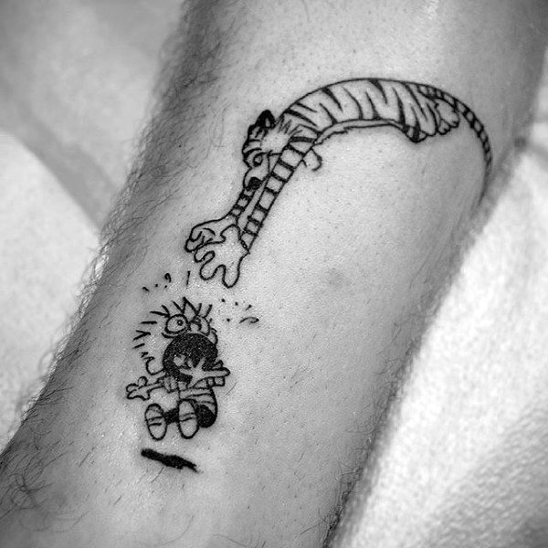 Minimalist Calvin And Hobbes Tattoo