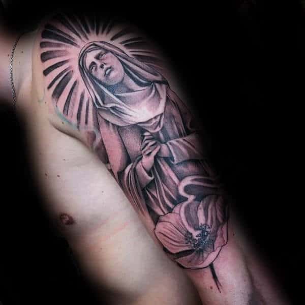 Holy Virgin Mary Malf Half Sleeve Tattoo Inspiration