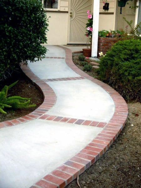 dual-toned walkway with brick edging 