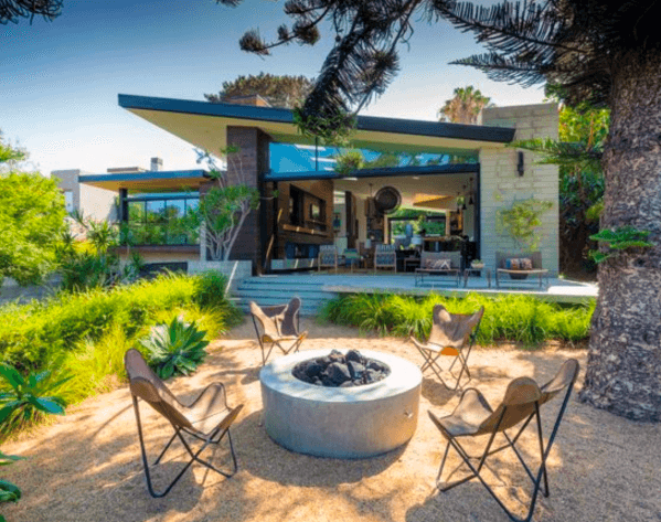Home Backyard Designs Gravel Patio With Fire Pit