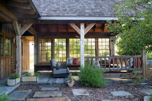 rustic home backyard patio roof