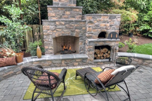 Home Backyard Patio Fireplace Stone