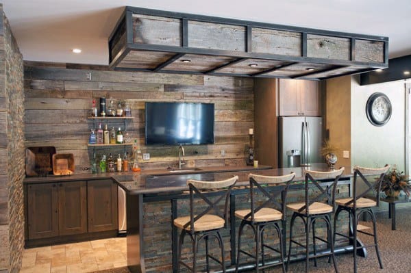 wood log cabin bar 