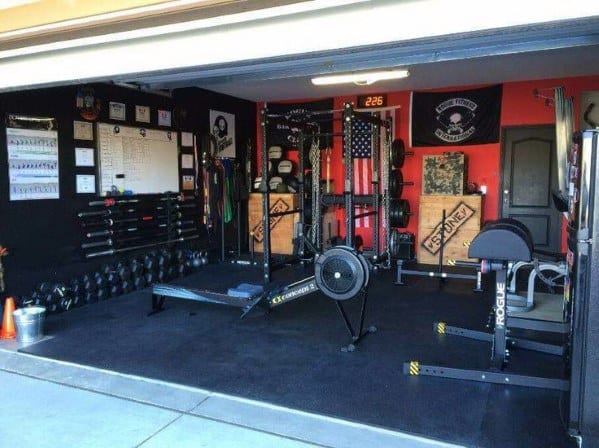 modern garage gym wall workout plan