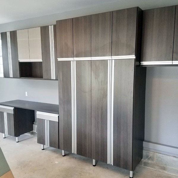 dark wood laminated cabinets 