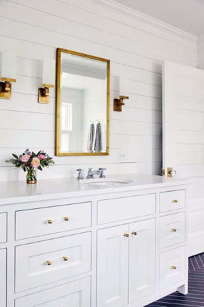 Home Interior Designs Shiplap Bathroom With White Vanity
