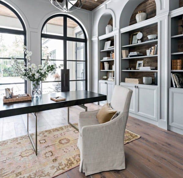 Home Office Design Ideas Arched Built In Bookcase