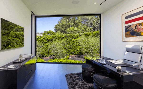 modern home office large window view