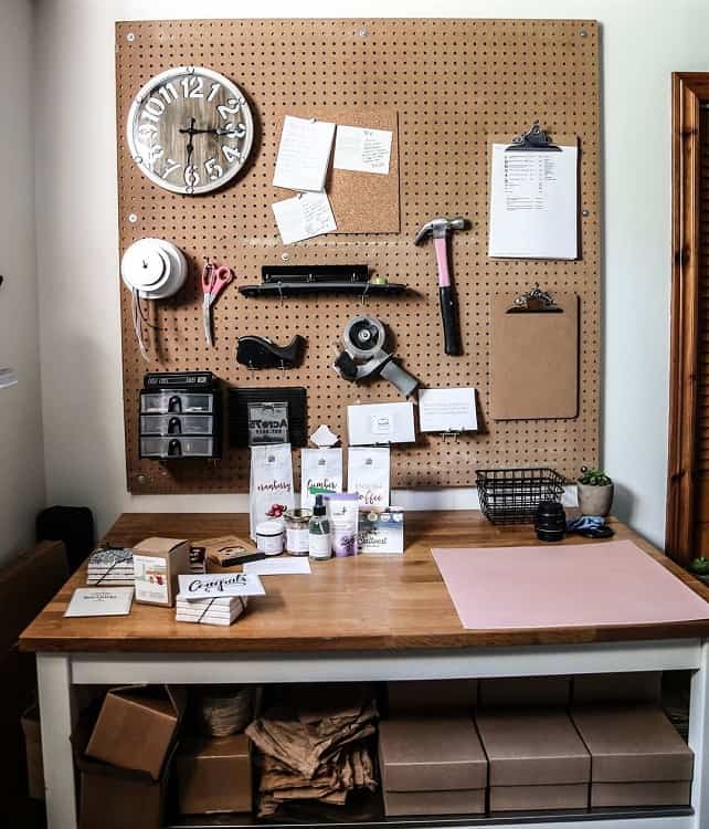 home office workspace pegboard ideas 