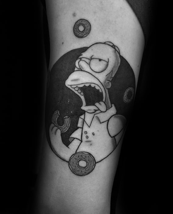 Homer Simpson Doughnuts Arm Male Tattoos