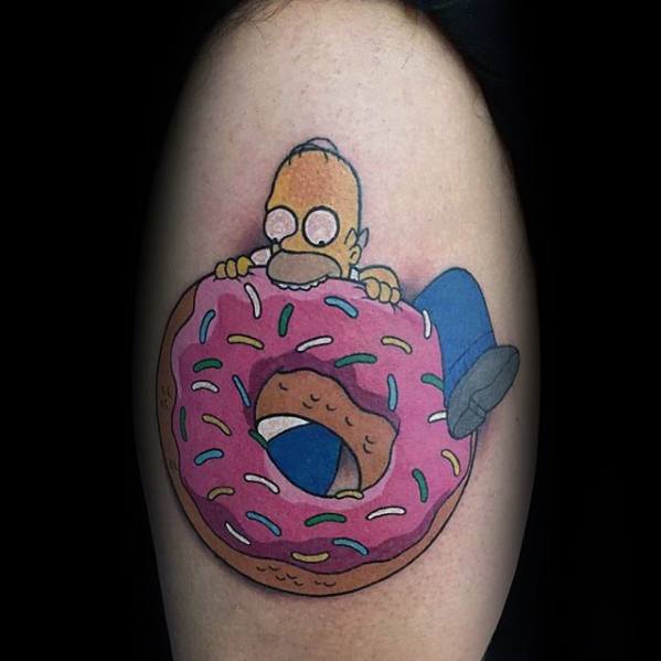 Homer Simpson Eating Doughnut Arm Tattoo Ideas For Males