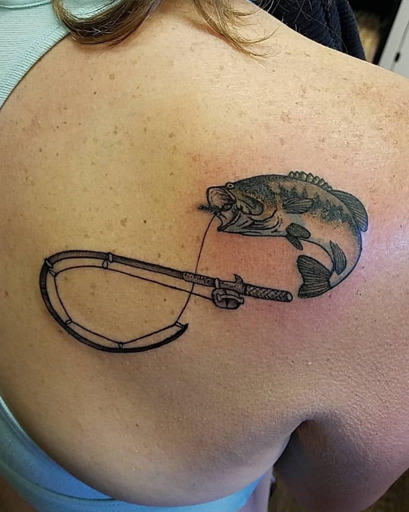 Hooked Fish Rod Animal Infinity Tattoo