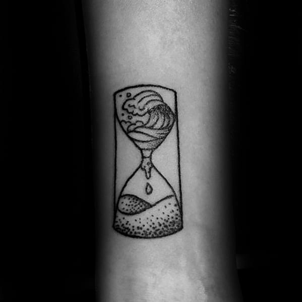 Hourglass Ocean Wave With Sand Simple Forearm Mens Tattoos