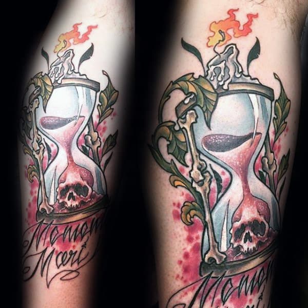 Hourglass With Skull Guys Memento Mori Forearm Tattoos